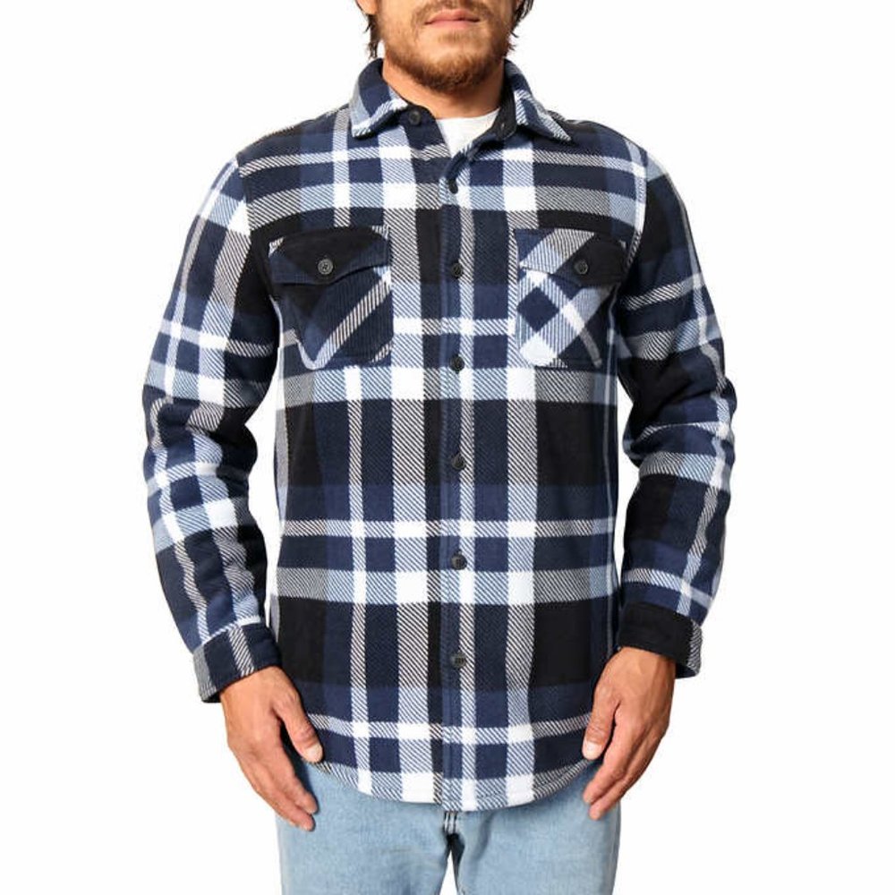 Blue/Black NWT Freedom Foundry Men’s Super Plush Shirt Jacket - Picture 2 of 7